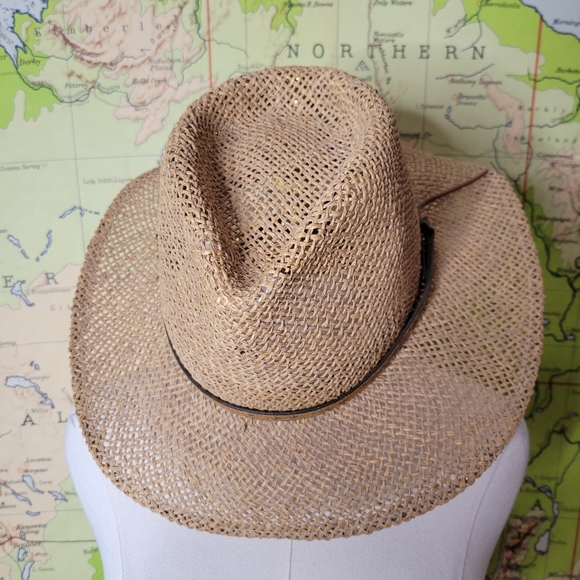 Other - Tan Straw Cowboy Hat Rancher Western Bohemain Country Festival